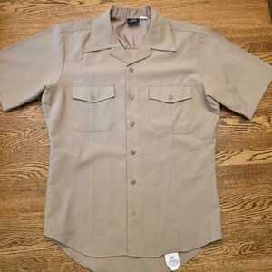 Flying Cross Men's Khaki U.S. Navy Short Sleeve Button-Up Shirt Size Med NEX‎